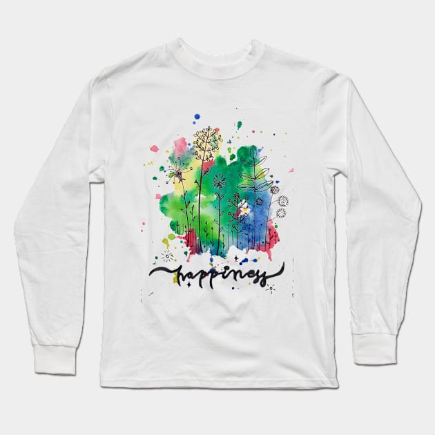 Happiness Long Sleeve T-Shirt by Canvases-lenses